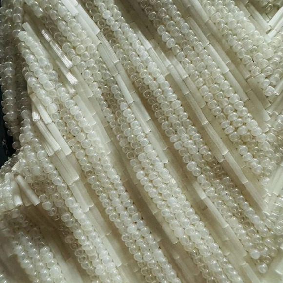 Vintage hand beaded glass gold kisslock cream chain clutch purse Cocktail Bag - Picture 5 of 5